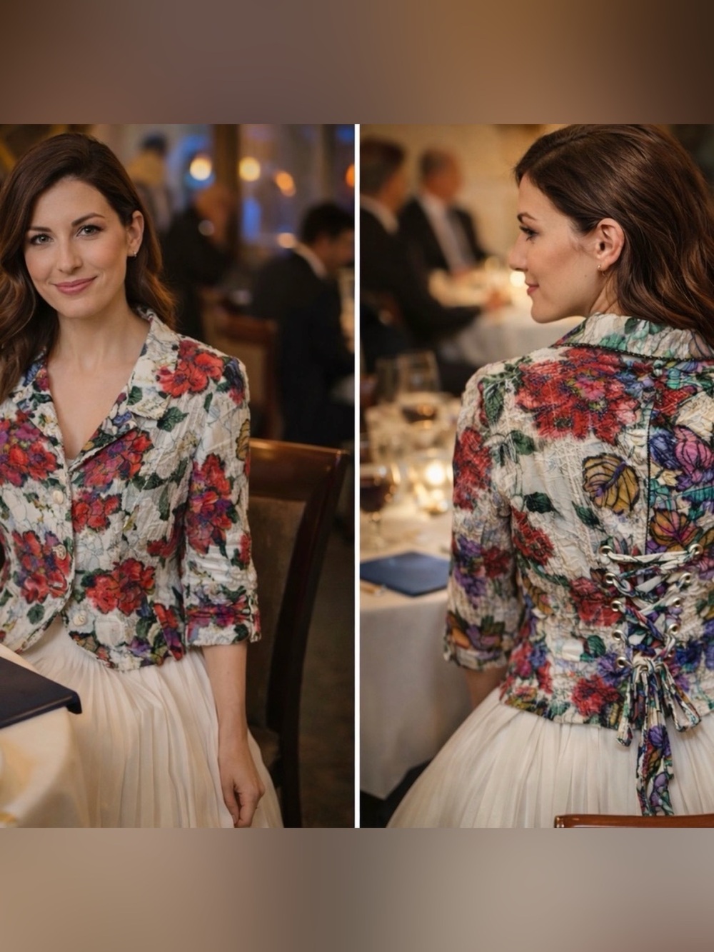 Passion Concepts XL Flowers & Butterfly Top w/ Mini-Corset Back Beautiful colors
